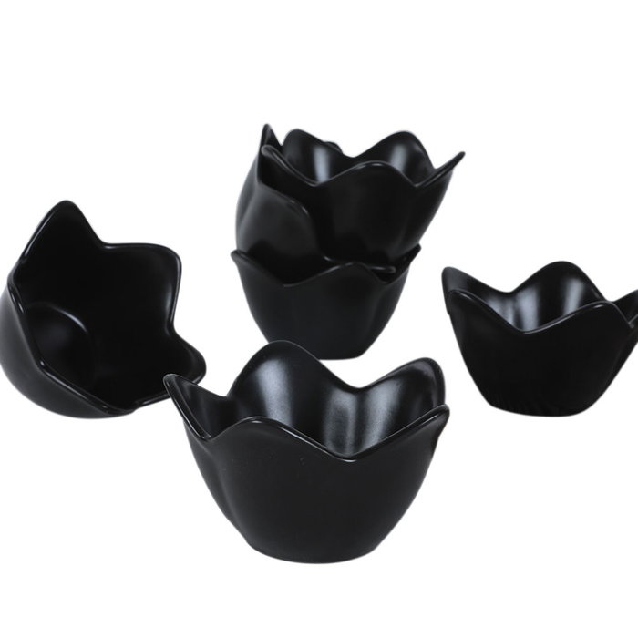 Hermia Juego de 6 Cuencos de Cerámica Negro Mate 270 ml